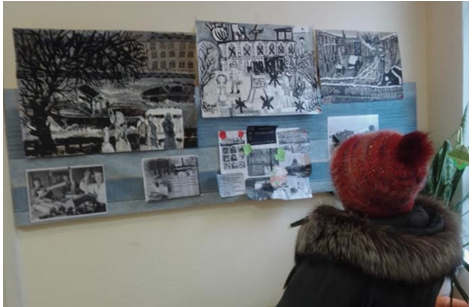 Выставка детских рисунков в библиотеке №6 Кировского района «Дети рисуют блокаду», посвященной памятным дням блокады Ленинграда