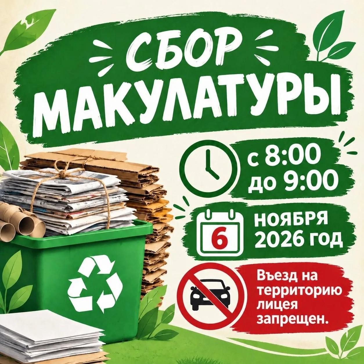 СПАСЁМ ДЕРЕВО ВМЕСТЕ: В лицее пройдёт сбор макулатуры!
